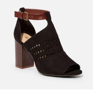 Just Fab black dress sandal block wood heel women7